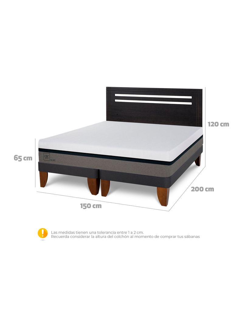Cama Europea Balance 2 Plazas Base Dividida + Respaldo Múnich Negro-1