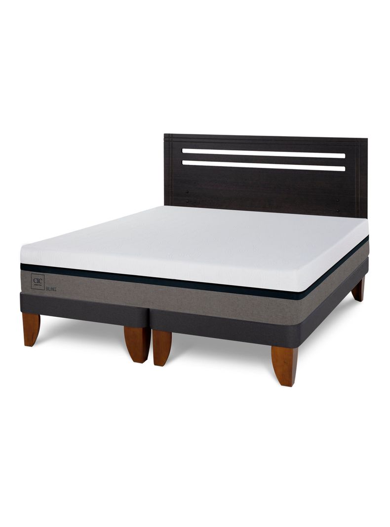 Cama Europea Balance 2 Plazas Base Dividida + Respaldo Múnich Negro-0
