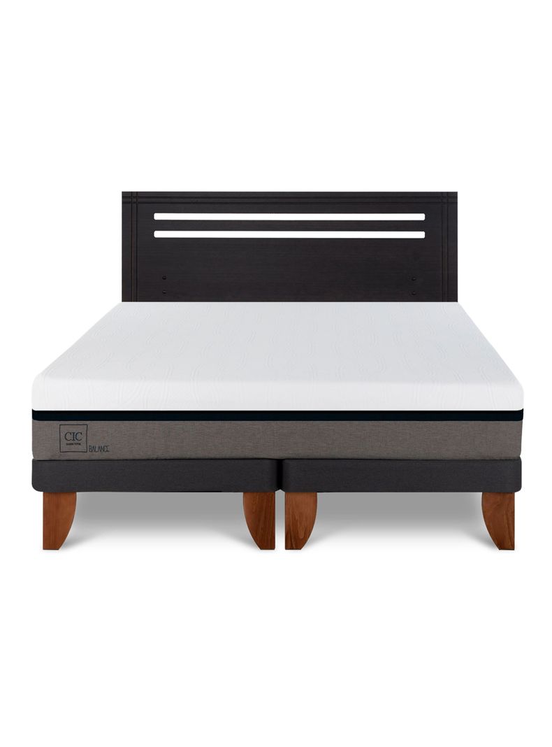 Cama Europea Balance 2 Plazas Base Dividida + Respaldo Múnich Negro-2