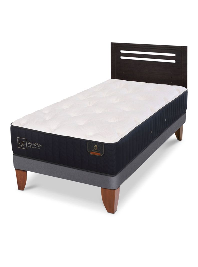 Cama Europea Premium 1.5 Plazas + Respaldo Múnich Negro-0