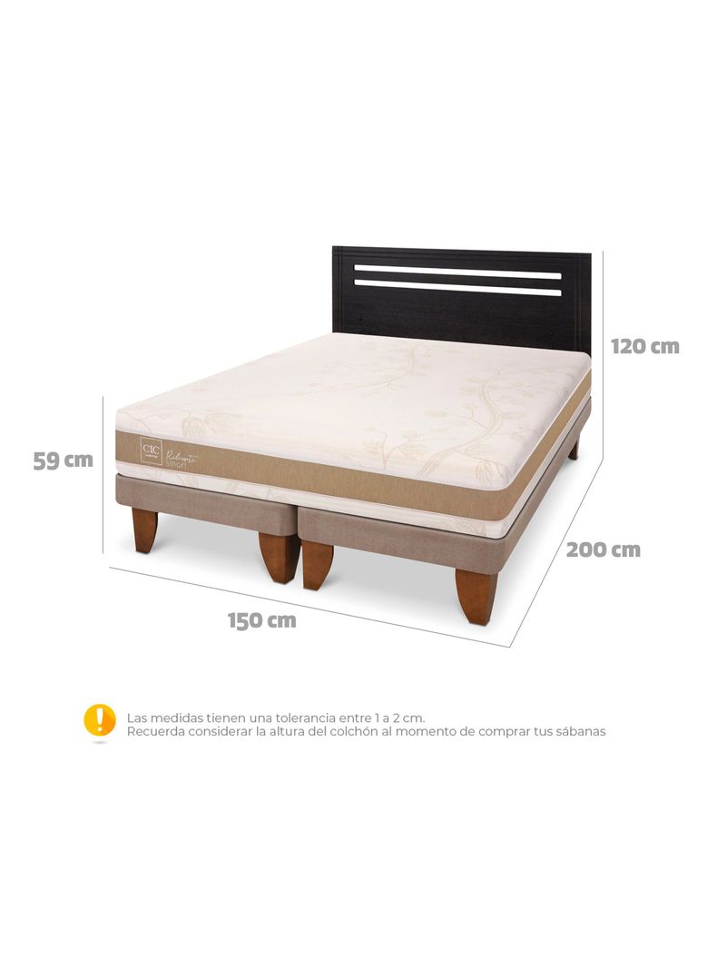 Cama Europea Rilassati Infinity 2 Plazas Base Dividida + Respaldo Munich Negro-1