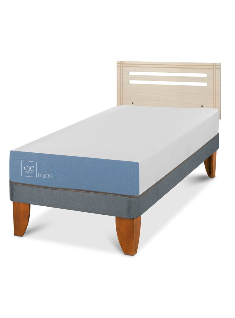 Cama Europea Excellence 1 Plaza x190 cm + Respaldo Múnich Alpino-0