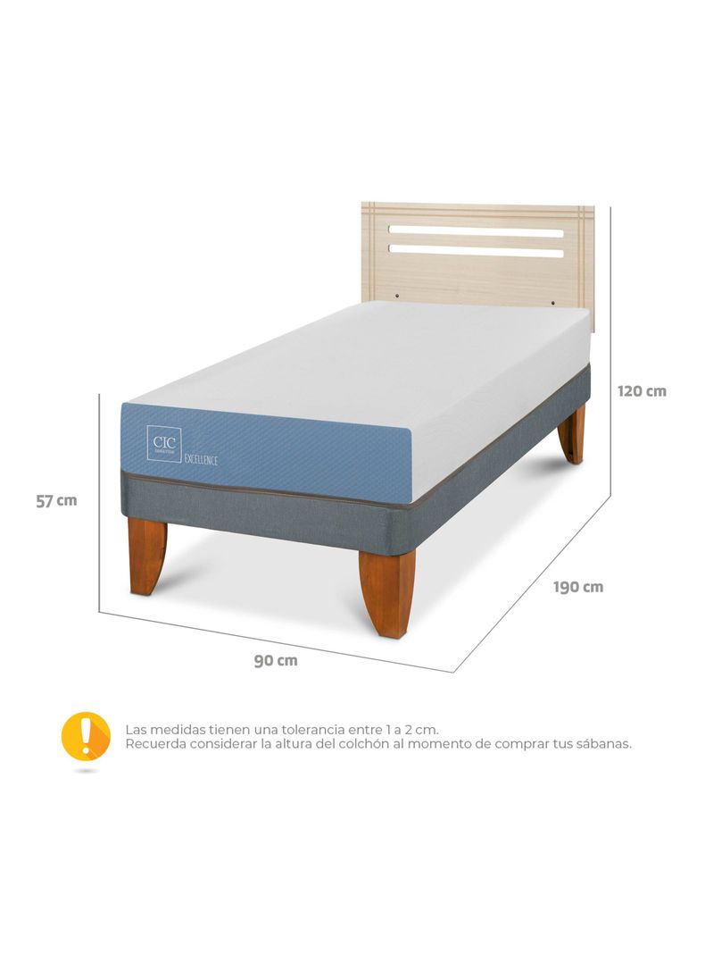 Cama Europea Excellence 1 Plaza x190 cm + Respaldo Múnich Alpino-1