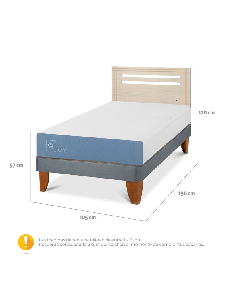 Cama Europea Excellence 1.5 Plazas x190 cm + Respaldo Múnich Alpino-1