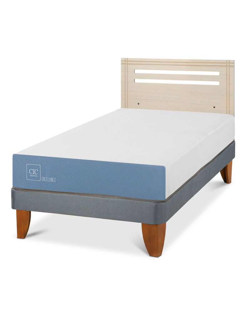 Cama Europea Excellence 1.5 Plazas x190 cm + Respaldo Múnich Alpino-0