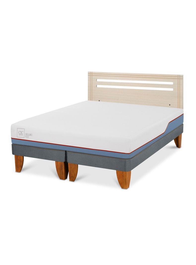 Cama Europea Excellence Plus 2 Plazas Base Dividida + Respaldo Múnich Alpino-0