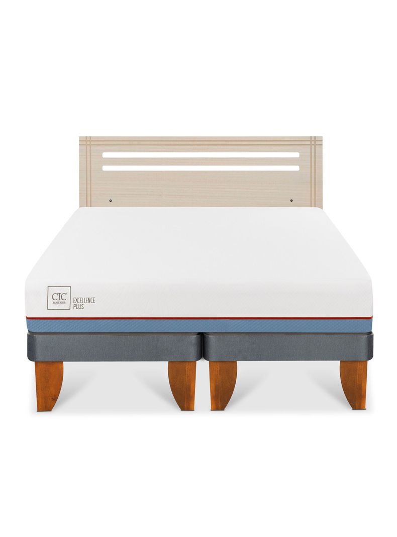 Cama Europea Excellence Plus 2 Plazas Base Dividida + Respaldo Múnich Alpino-2