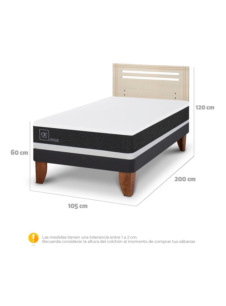Cama Europea Ortopedic 1.5 Plazas + Respaldo Múnich Alpino-1