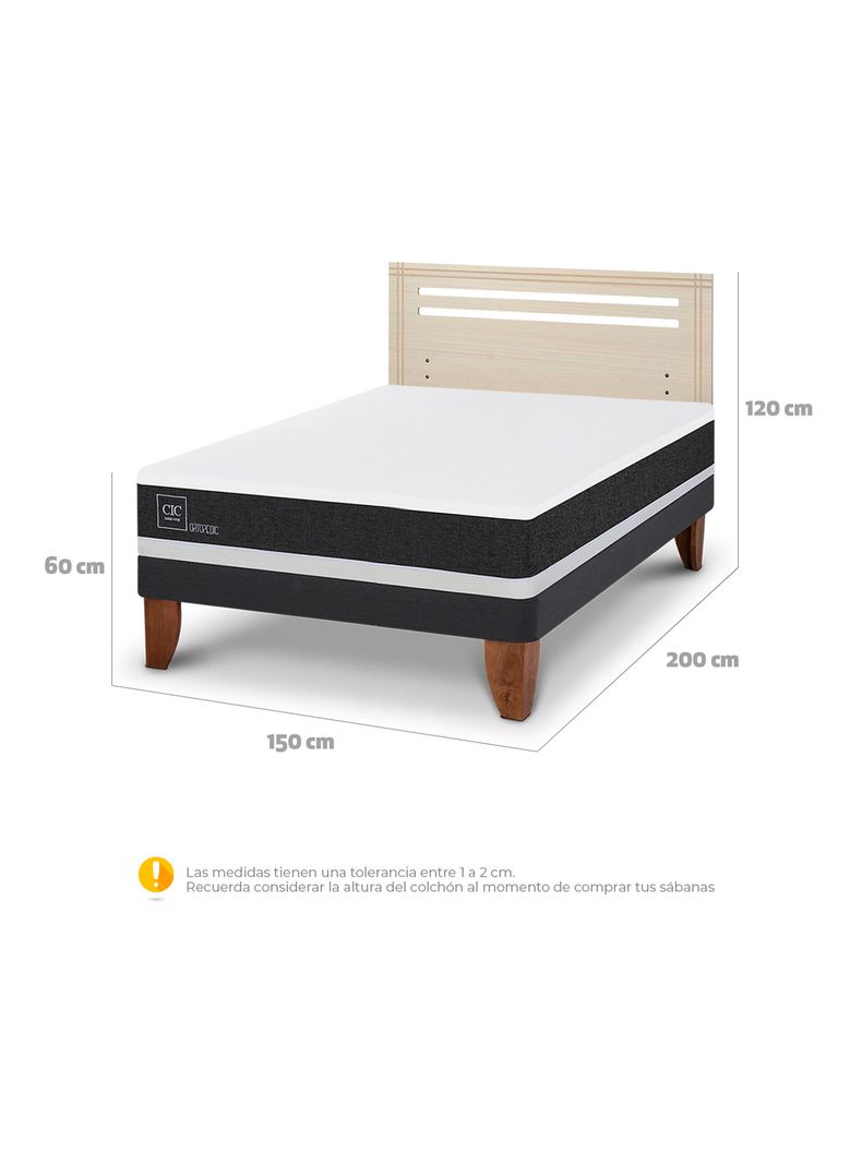 Cama Europea Ortopedic 2 Plazas + Respaldo Múnich Alpino-1