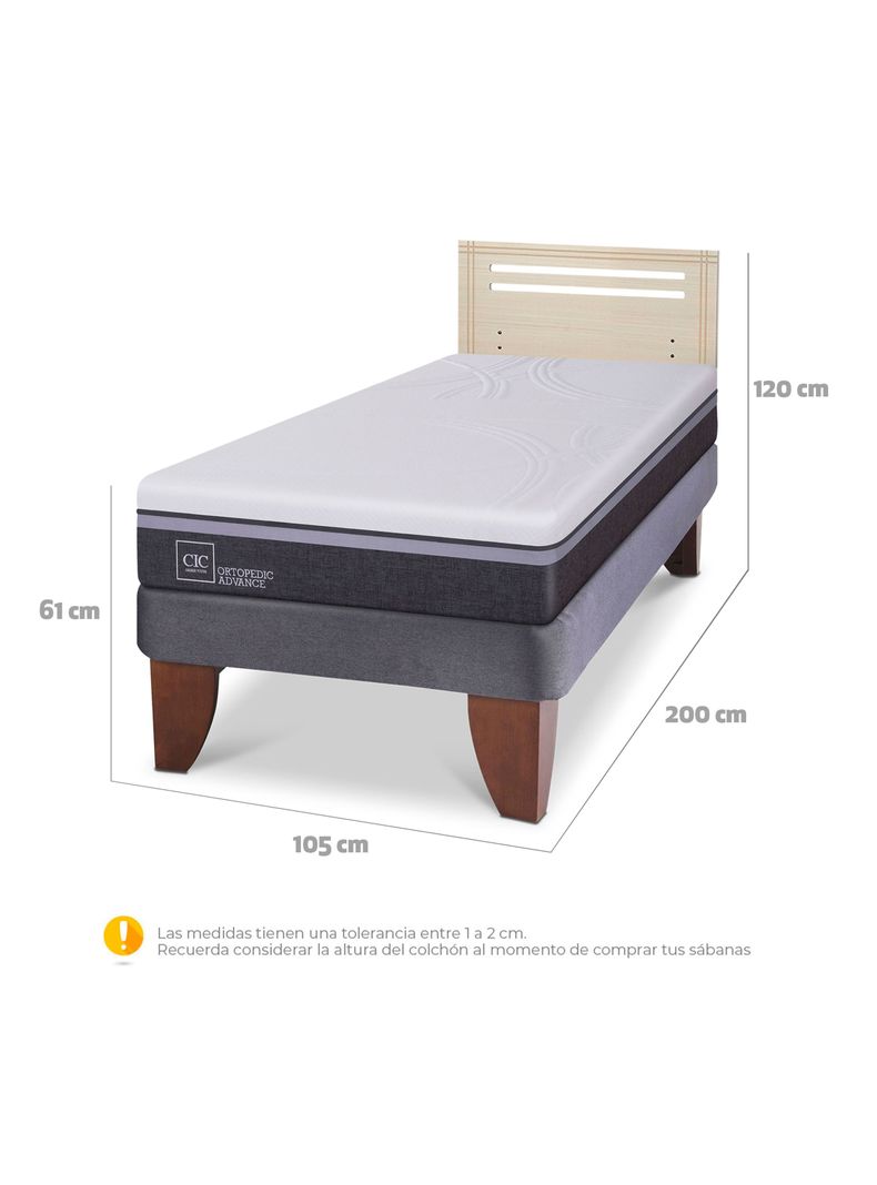 Cama Europea Ortopedic Advance 1.5 Plazas + Respaldo Múnich Alpino-1