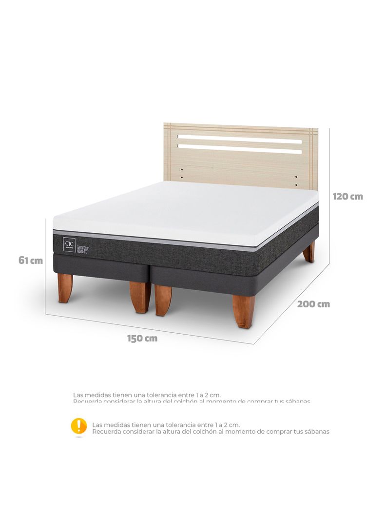 Cama Europea Ortopedic Advance 2 Plazas Base Dividida + Respaldo Múnich Alpino-1