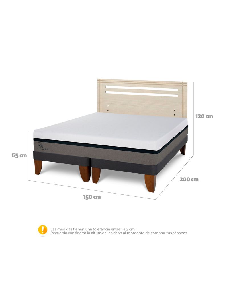 Cama Europea Balance 2 Plazas Base Dividida + Respaldo Múnich Alpino-1