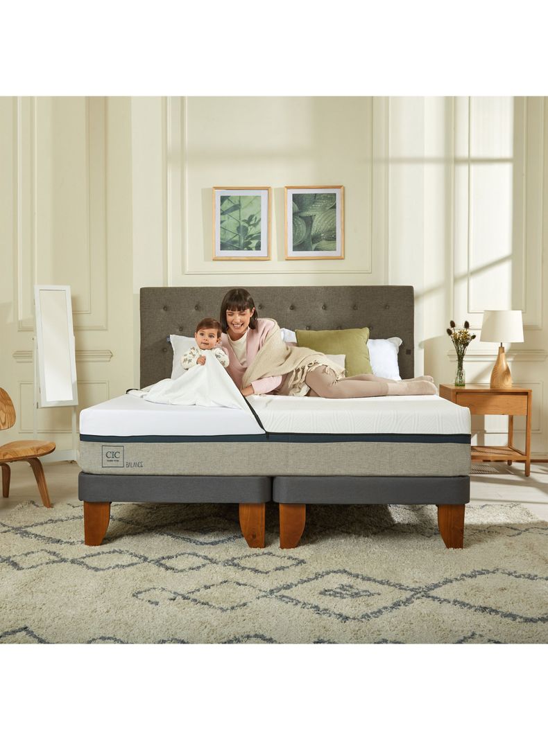 Cama Europea Balance 2 Plazas Base Dividida + Respaldo Múnich Alpino-7