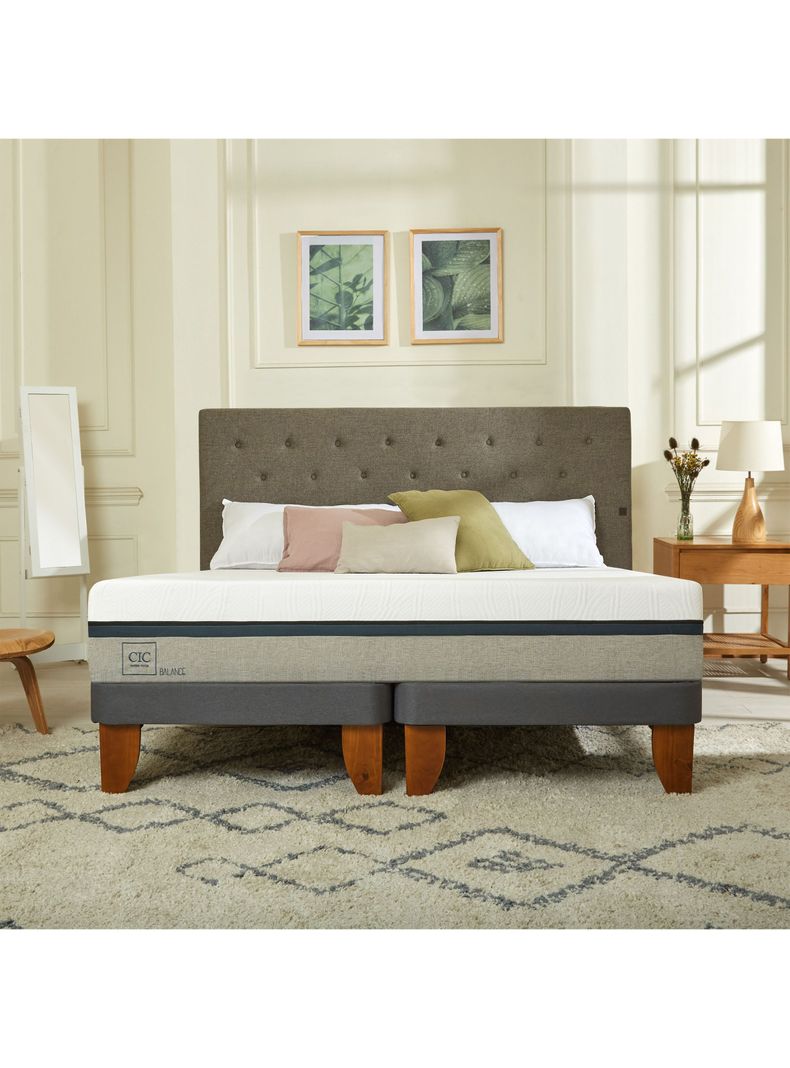 Cama Europea Balance 2 Plazas Base Dividida + Respaldo Múnich Alpino-6