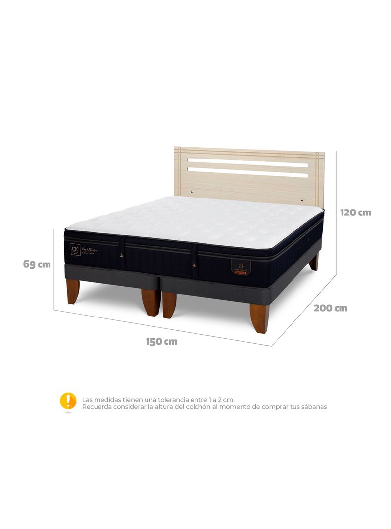 Cama Europea Súper Premium 2 Plazas Base Dividida + Respaldo Múnich Alpino-1