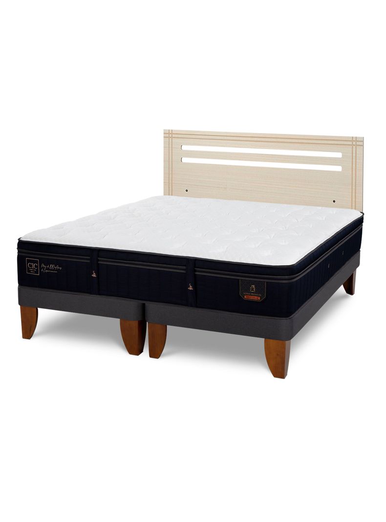Cama Europea Súper Premium 2 Plazas Base Dividida + Respaldo Múnich Alpino-0