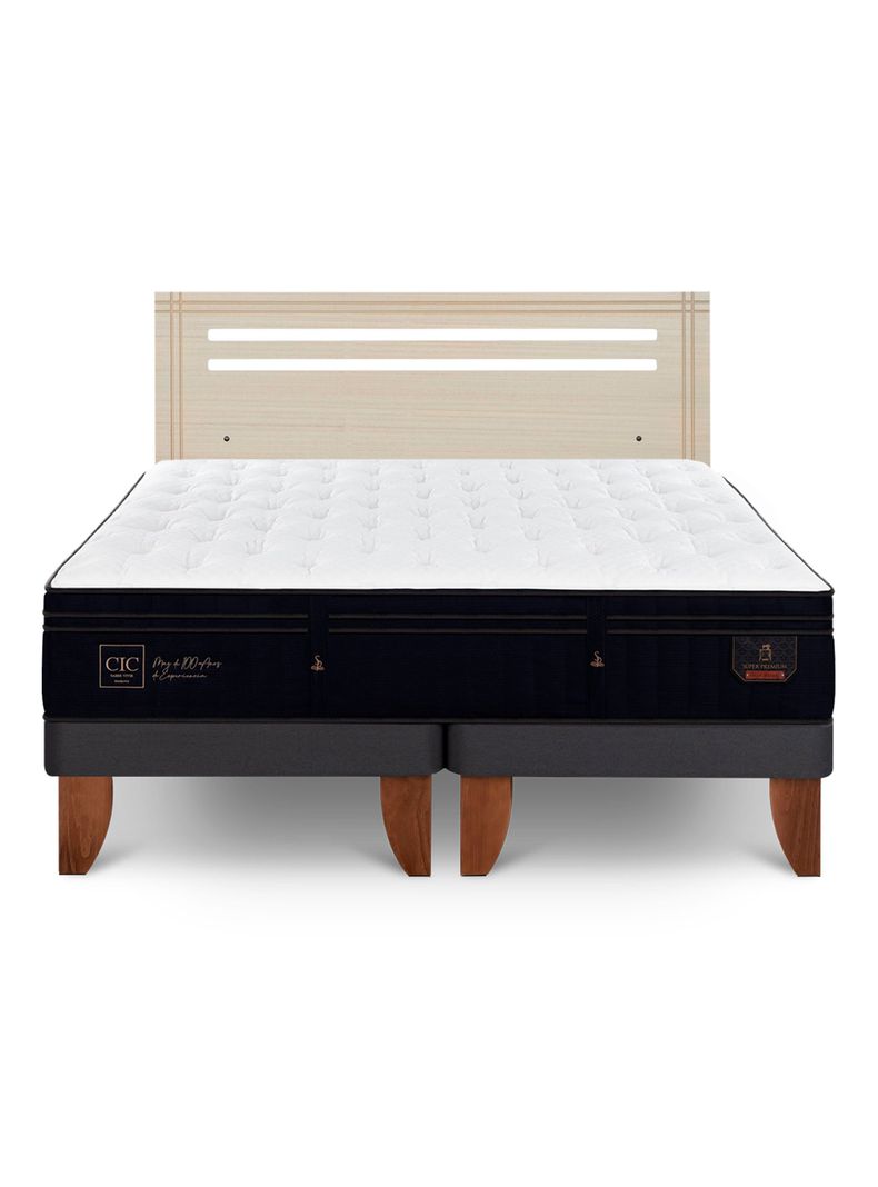 Cama Europea Súper Premium 2 Plazas Base Dividida + Respaldo Múnich Alpino-2