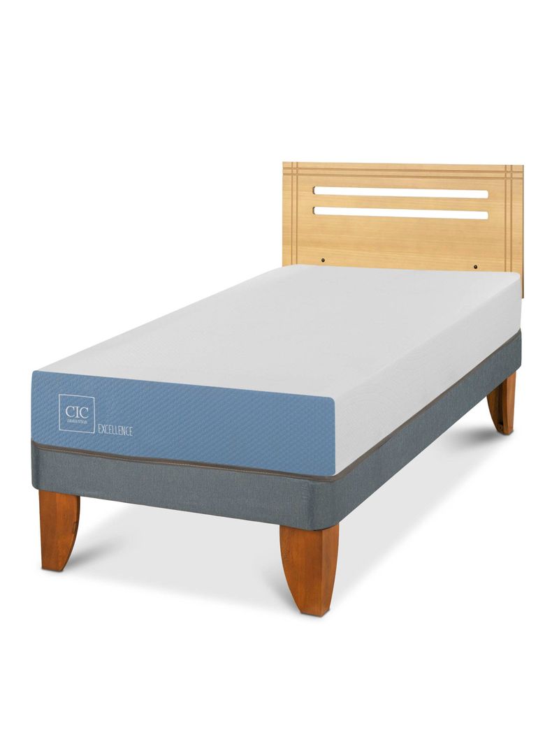 Cama Europea Excellence 1 Plaza Respaldo Múnich Mostaza-0