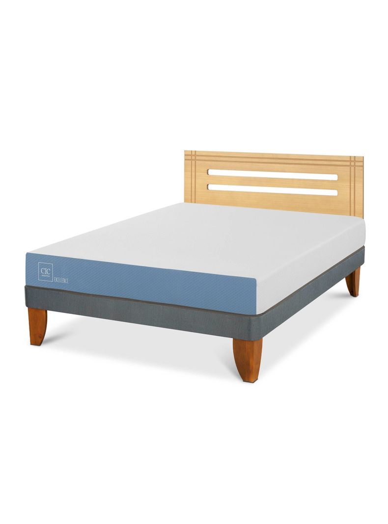 Cama Europea Excellence 2 Plazas + Respaldo Munich Mostaza