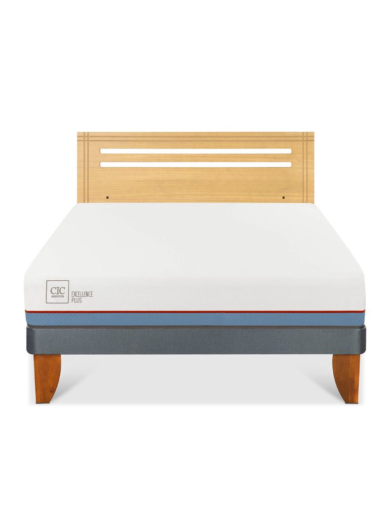 Cama Europea Excellence Plus 2 Plazas + Respaldo Múnich Mostaza-2