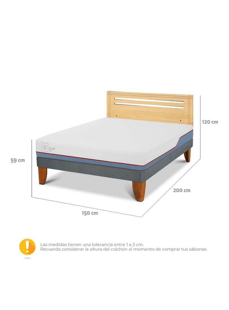 Cama Europea Excellence Plus 2 Plazas + Respaldo Múnich Mostaza-1