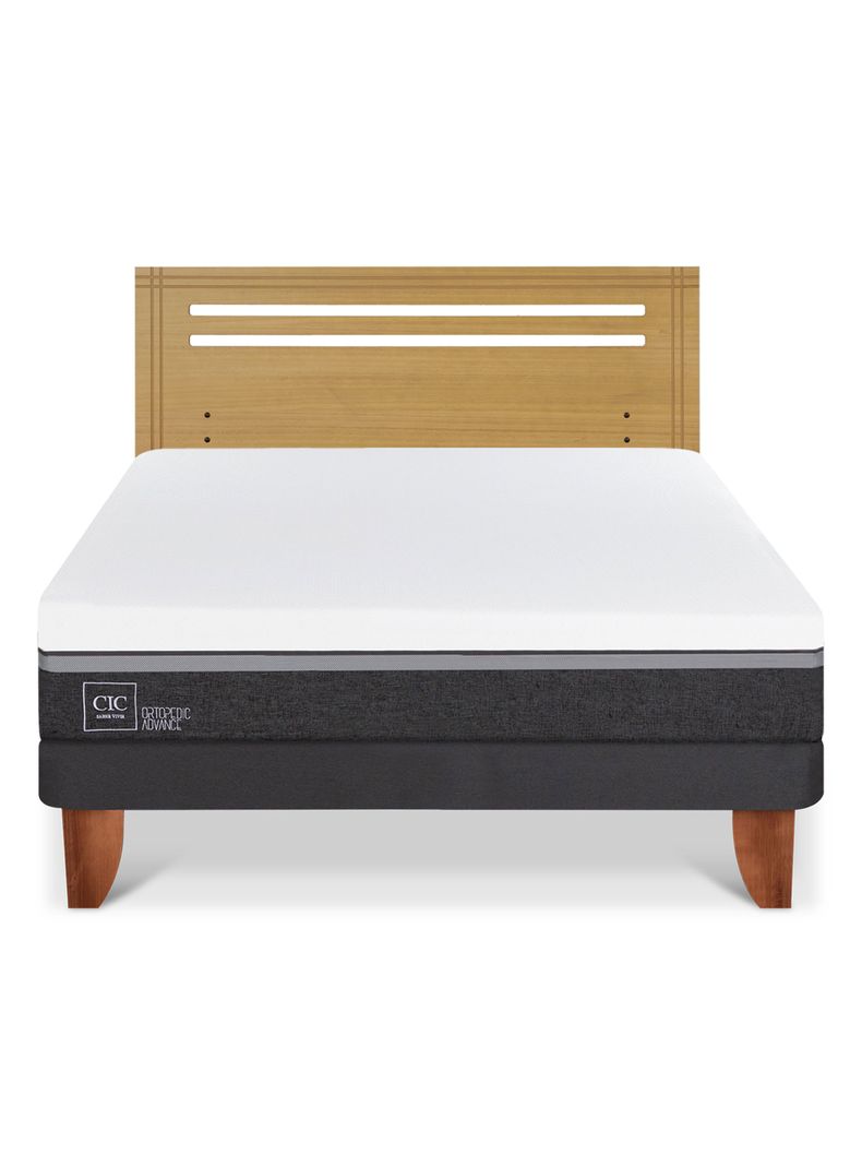 Cama Europea Ortopedic Advance 2 Plazas + Respaldo Munich Mostaza-2