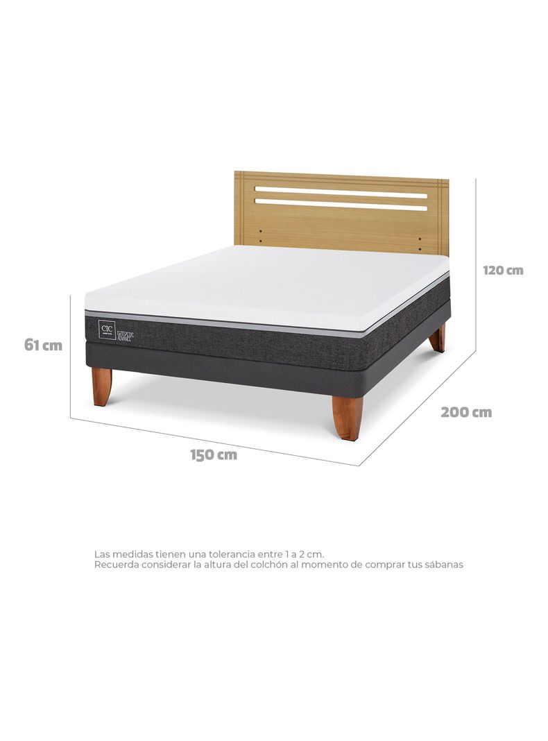 Cama Europea Ortopedic Advance 2 Plazas + Respaldo Munich Mostaza-1