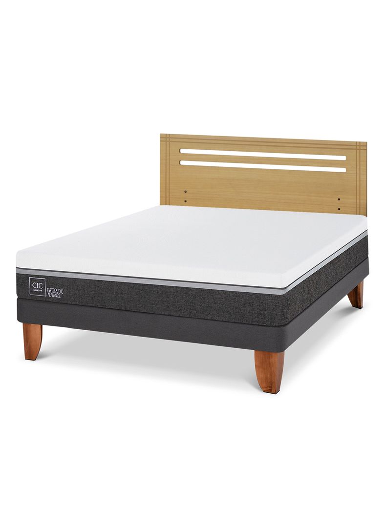 Cama Europea Ortopedic Advance 2 Plazas + Respaldo Munich Mostaza-0