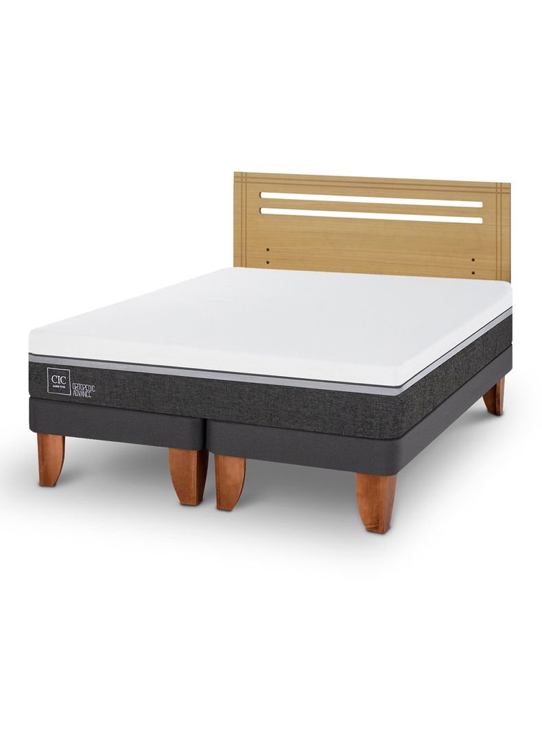 Cama Europea Ortopedic Advance 2 Plazas Base Dividida + Respaldo Múnich Mostaza-0