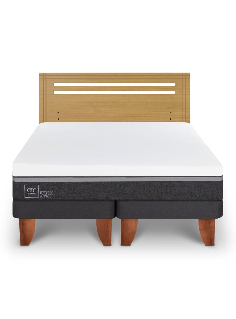 Cama Europea Ortopedic Advance 2 Plazas Base Dividida + Respaldo Múnich Mostaza-2