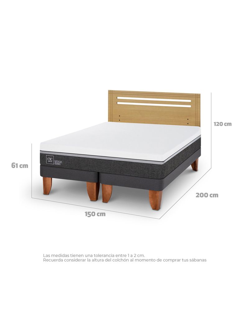 Cama Europea Ortopedic Advance 2 Plazas Base Dividida + Respaldo Múnich Mostaza-1