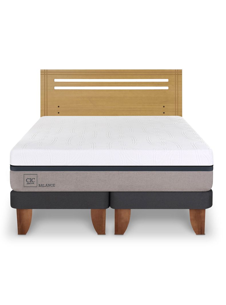 Cama Europea Balance 2 Plazas Base Dividida + Respaldo Múnich Mostaza-2
