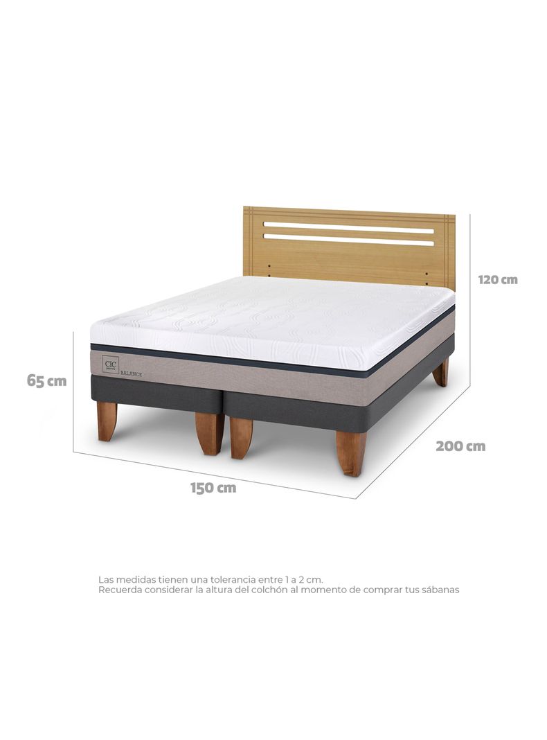 Cama Europea Balance 2 Plazas Base Dividida + Respaldo Múnich Mostaza-1