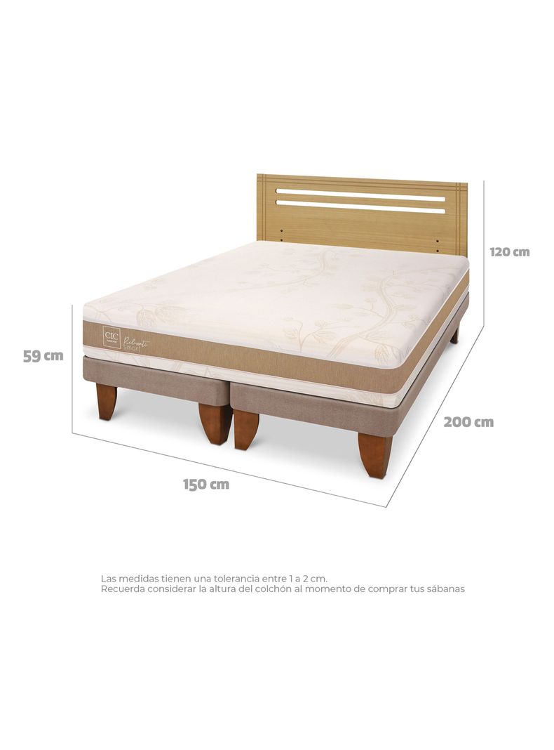 Cama Europea Smrt 2 PlazasBase Dividida + Respaldo Munich Mostaza-1