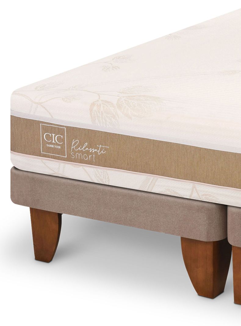 Cama Europea Smrt 2 PlazasBase Dividida + Respaldo Munich Mostaza-3