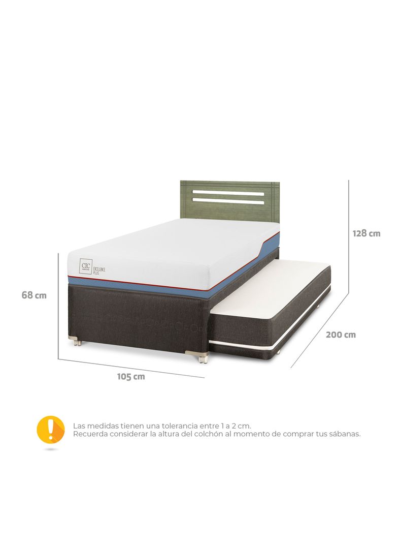 Diván Excellence Plus Black 1.5 Plazas Respaldo Múnich Olivo-1