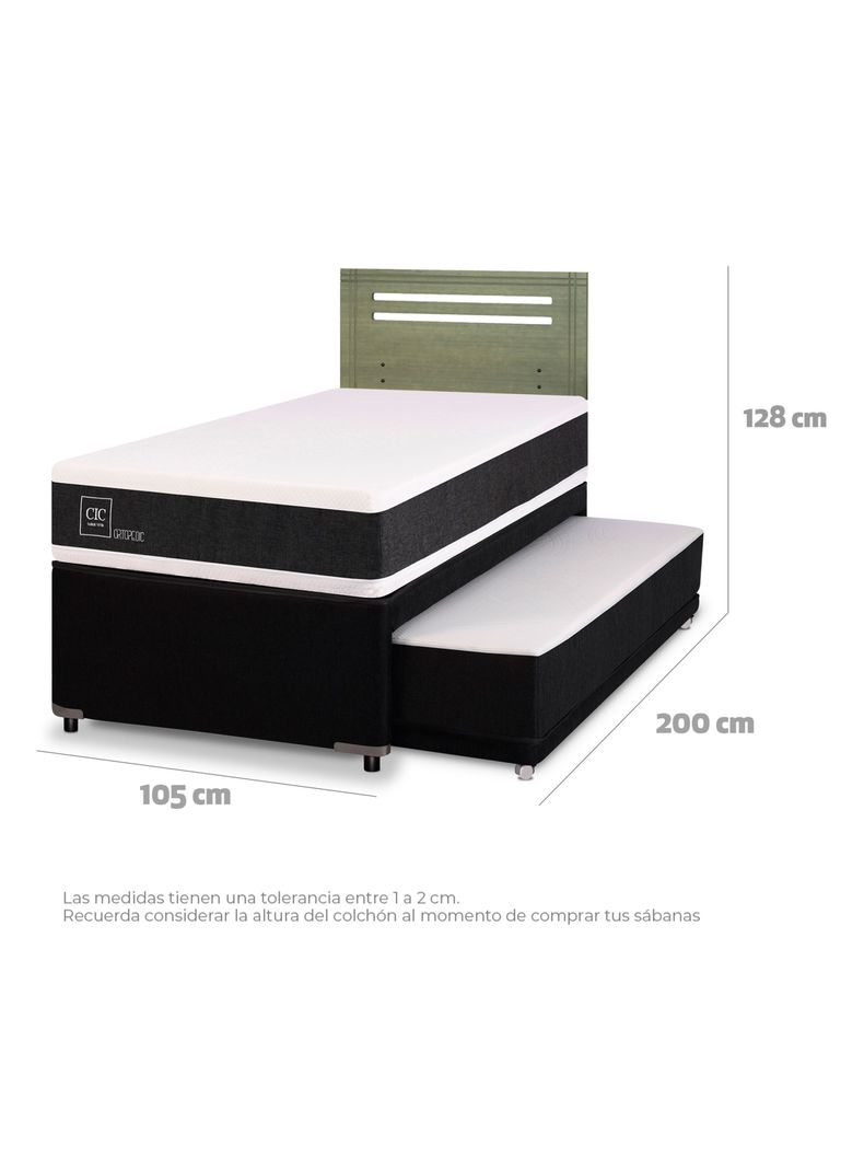 Diván Ortopedic Black 1.5 Plazas Respaldo Múnich Olivo-1