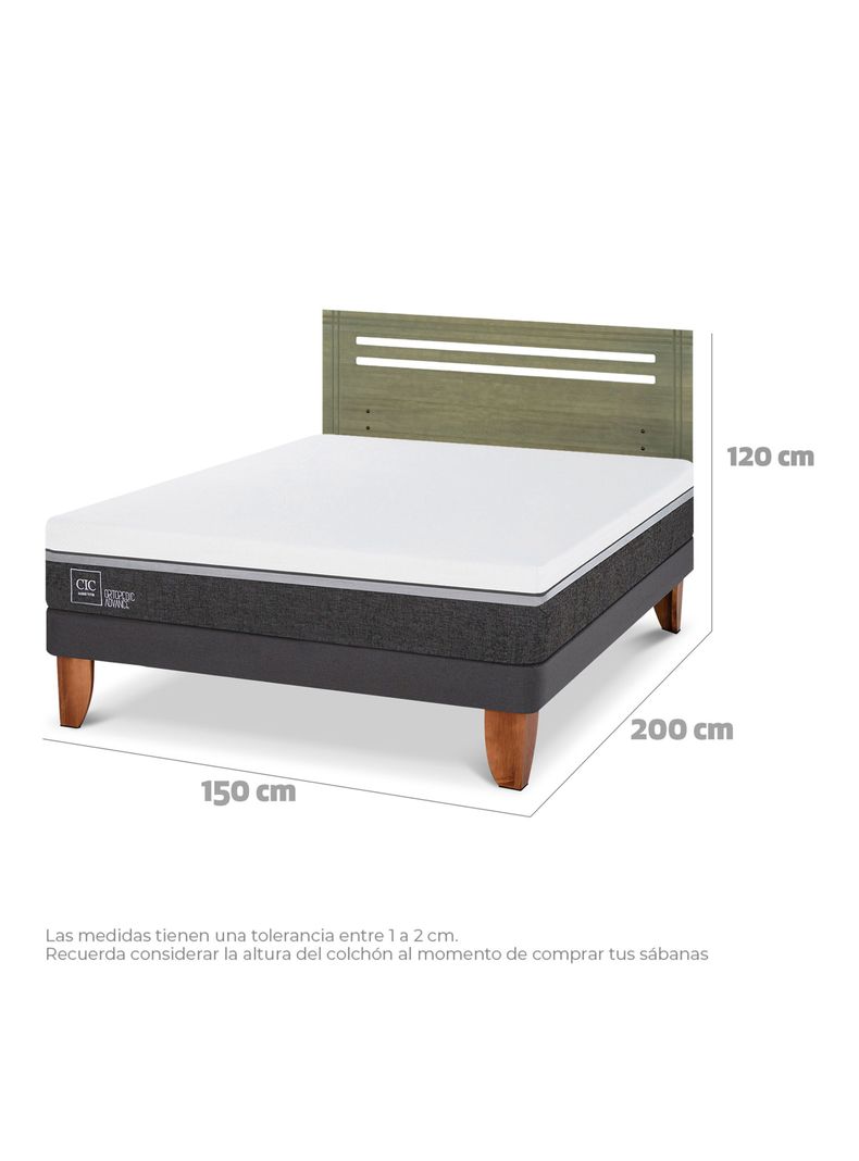 Cama Europea Ortopedic Advance 2 Plazas + Respaldo Múnich Olivo-1