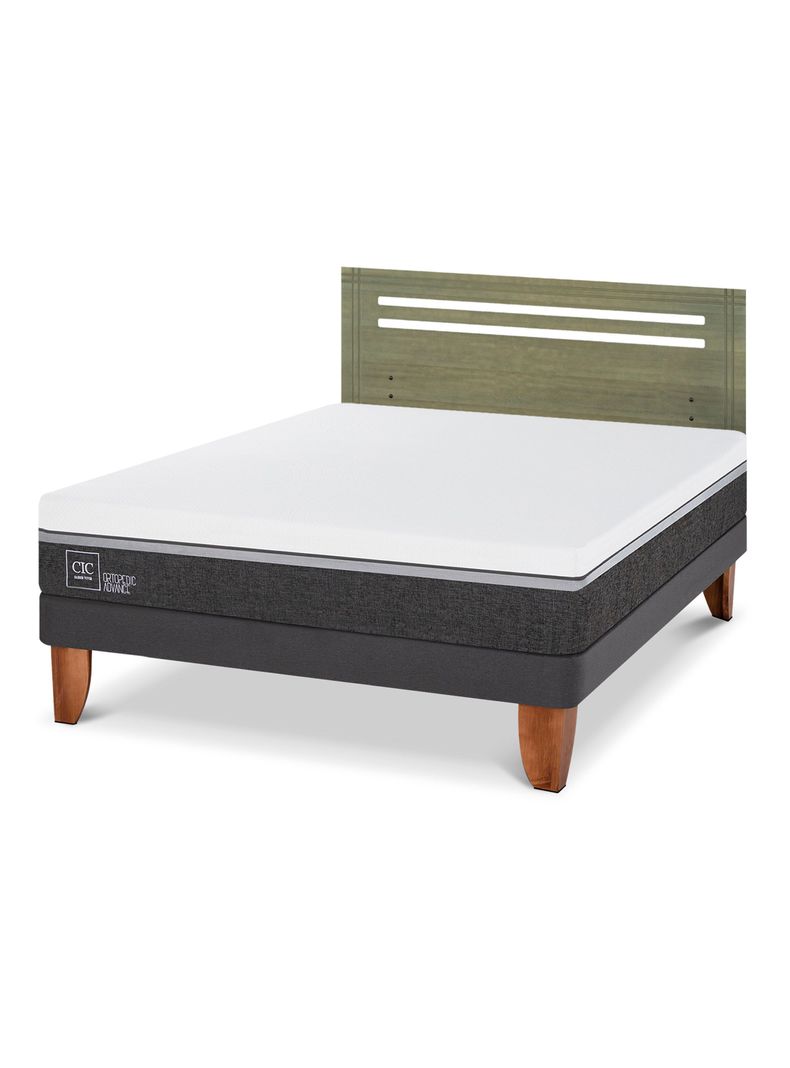 Cama Europea Ortopedic Advance 2 Plazas + Respaldo Múnich Olivo-0