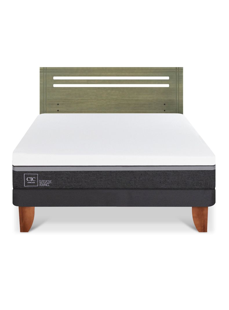 Cama Europea Ortopedic Advance 2 Plazas + Respaldo Múnich Olivo-2
