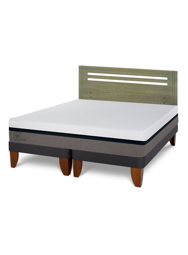 Cama Europea Balance 2 Plazas Base Dividida + Respaldo Múnich Olivo-0