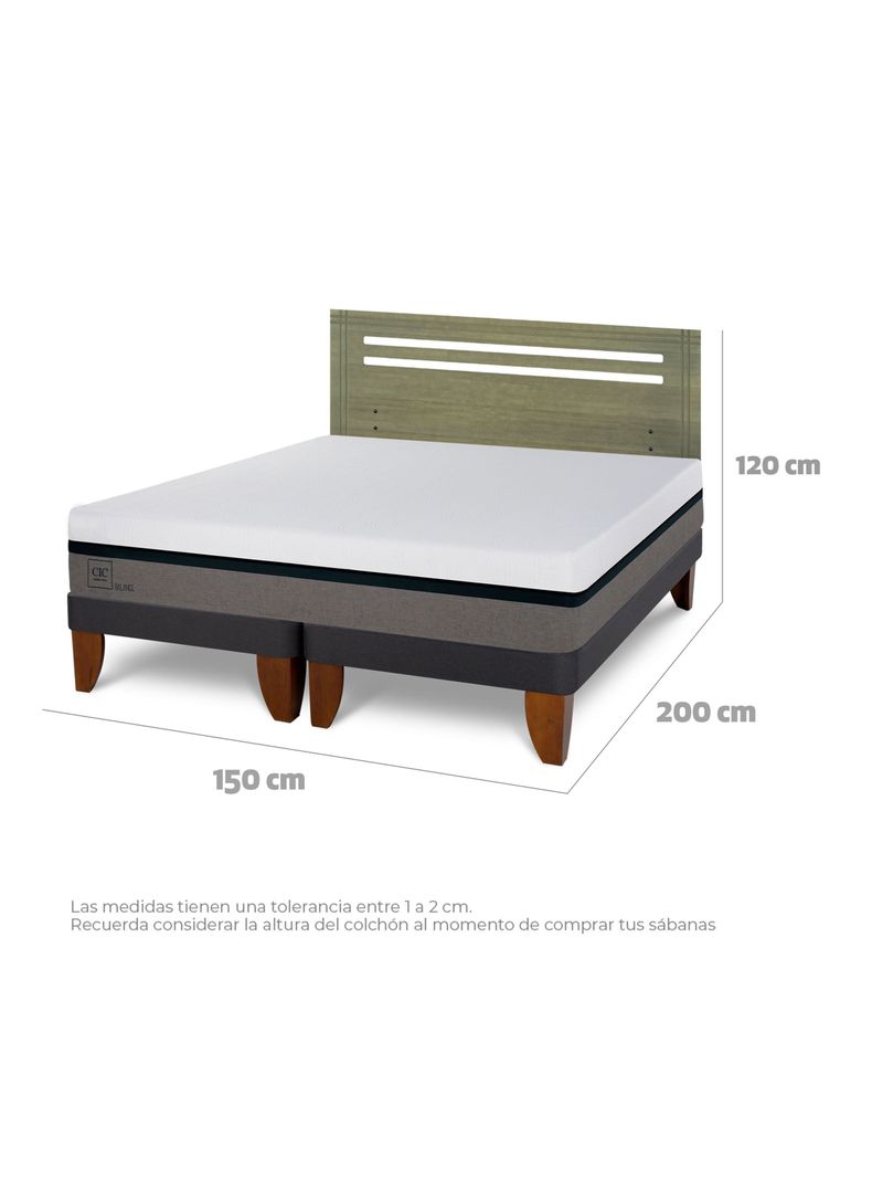 Cama Europea Balance 2 Plazas Base Dividida + Respaldo Múnich Olivo-1