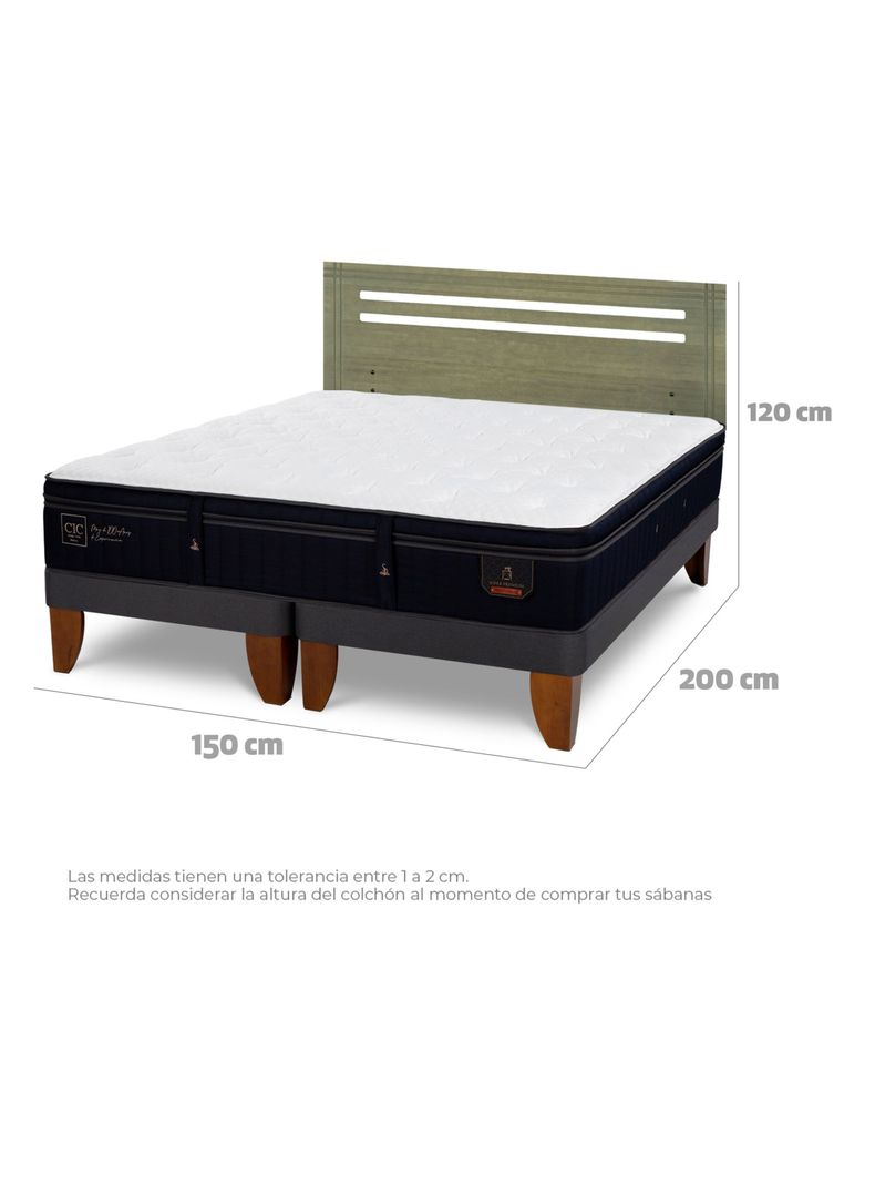 Cama Europea Súper Premium 2 Plazas Base Dividida + Respaldo Múnich Olivo-1