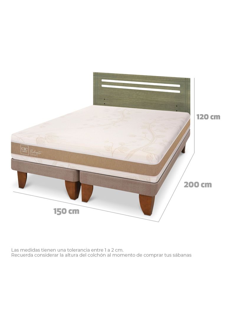 Cama Europea Rilassati Infinity 2 Plazas Base Dividida + Respaldo Munich Olivo-1