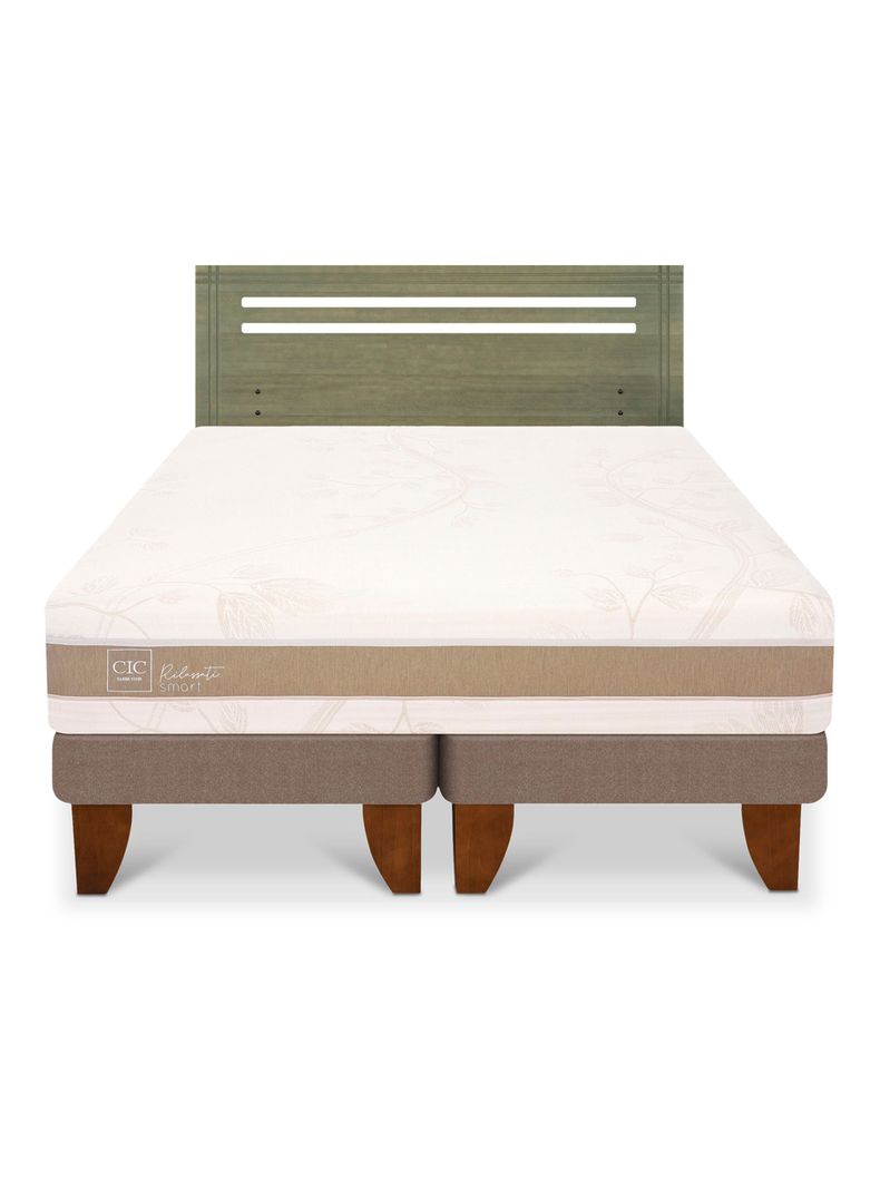 Cama Europea Rilassati Infinity 2 Plazas Base Dividida + Respaldo Munich Olivo-2