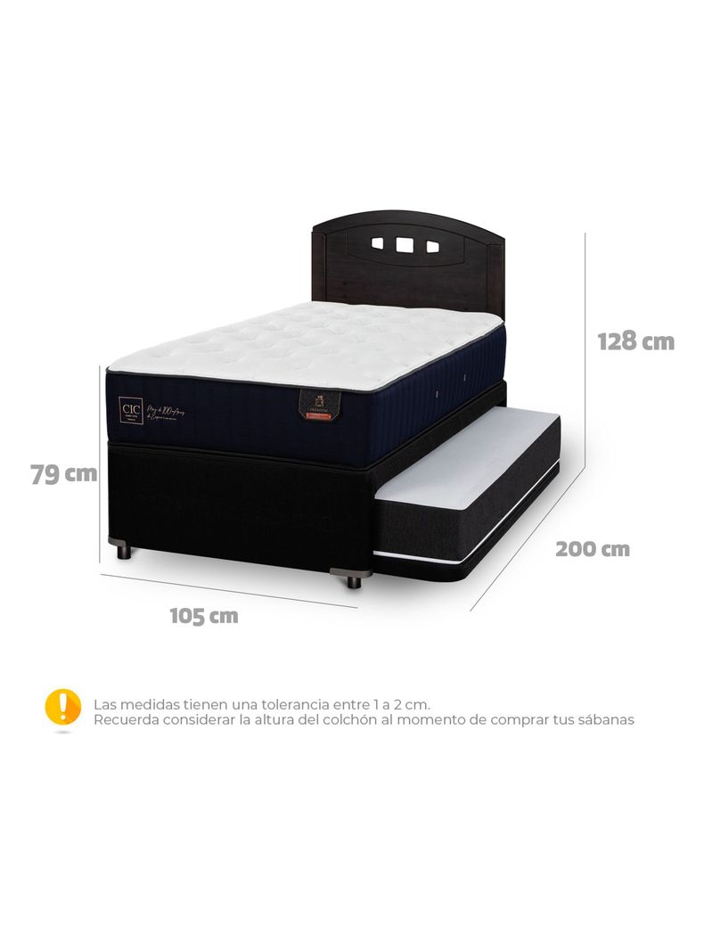 Diván Premium Black 1.5 Plazas Respaldo Gales Negro-1