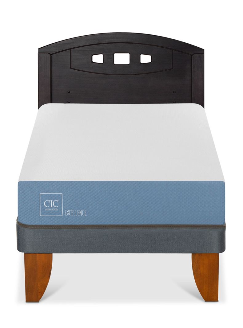 Cama Europea Excellence 1 Plaza + Respaldo Gales Negro-2