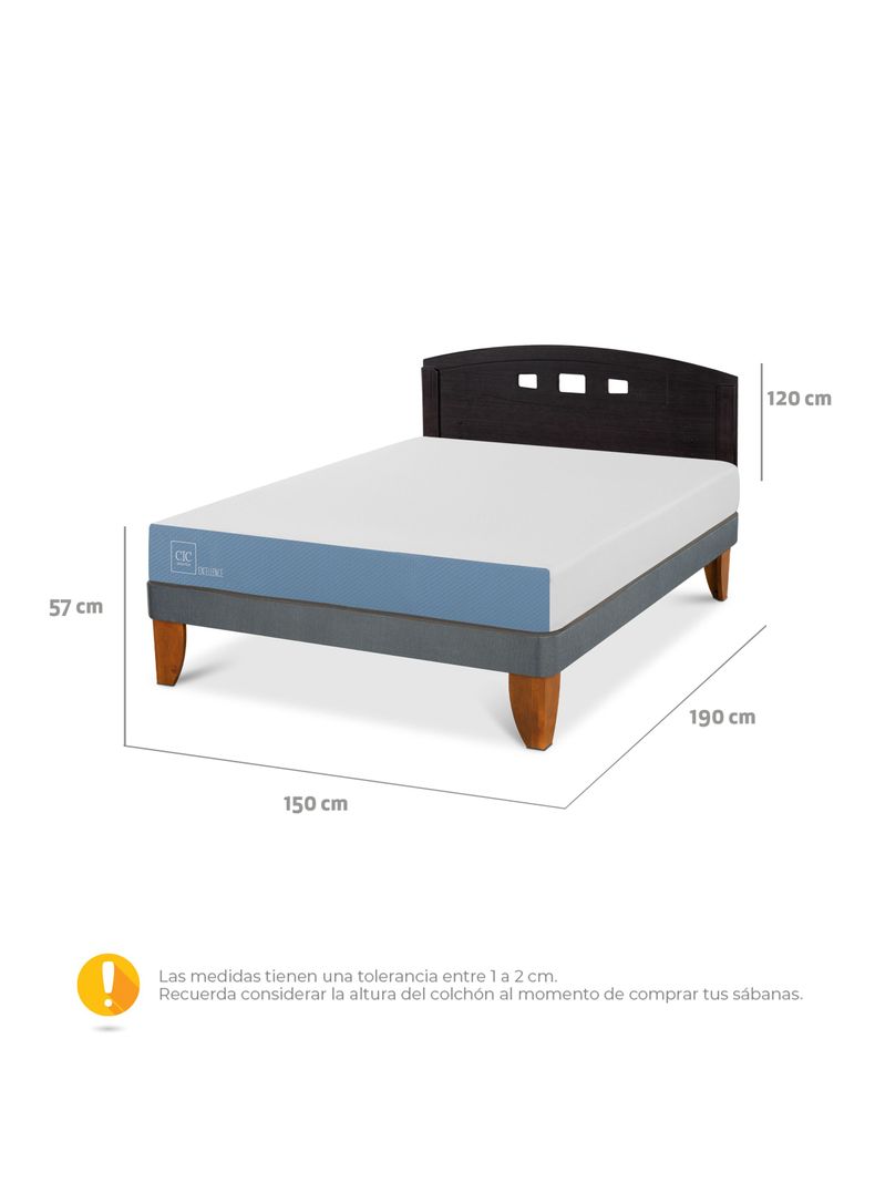 Cama Europea Excellence 2 Plazas + Respaldo Gales Negro-1