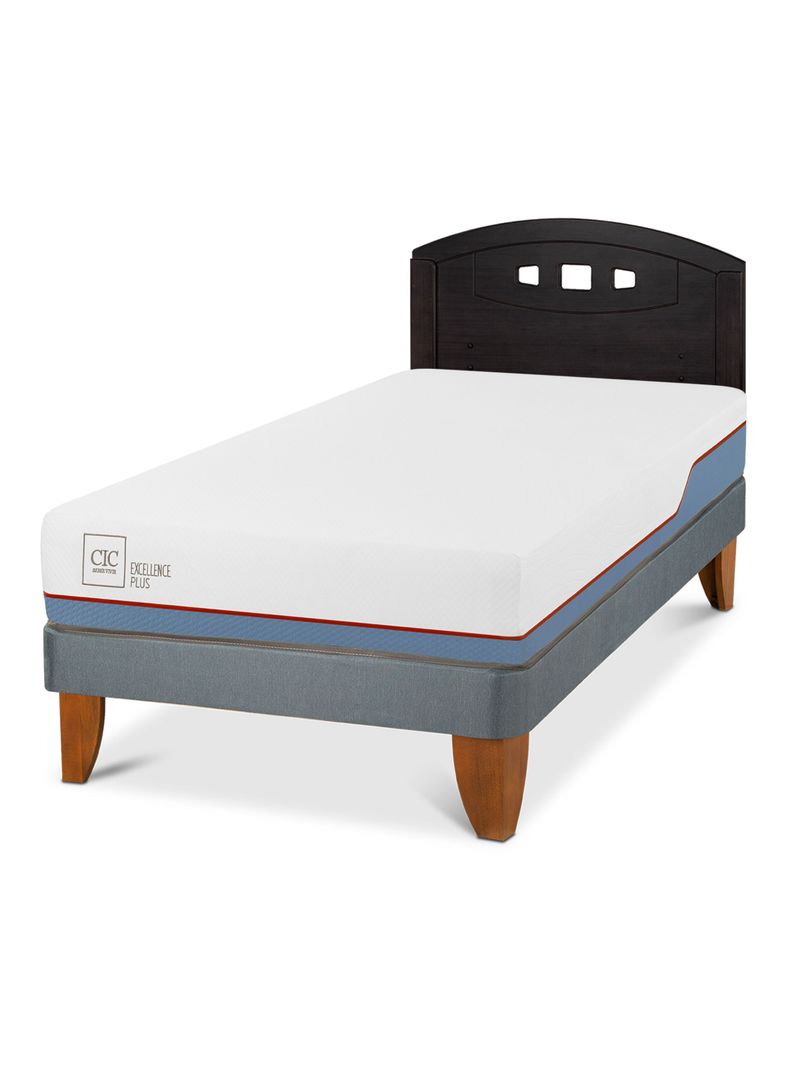 Cama Europea Excellence Plus 1.5 Plazas + Respaldo Gales Negro-0