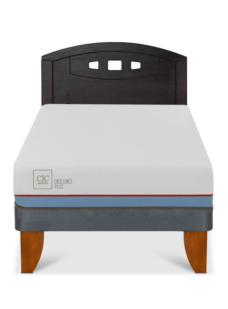 Cama Europea Excellence Plus 1.5 Plazas + Respaldo Gales Negro-2